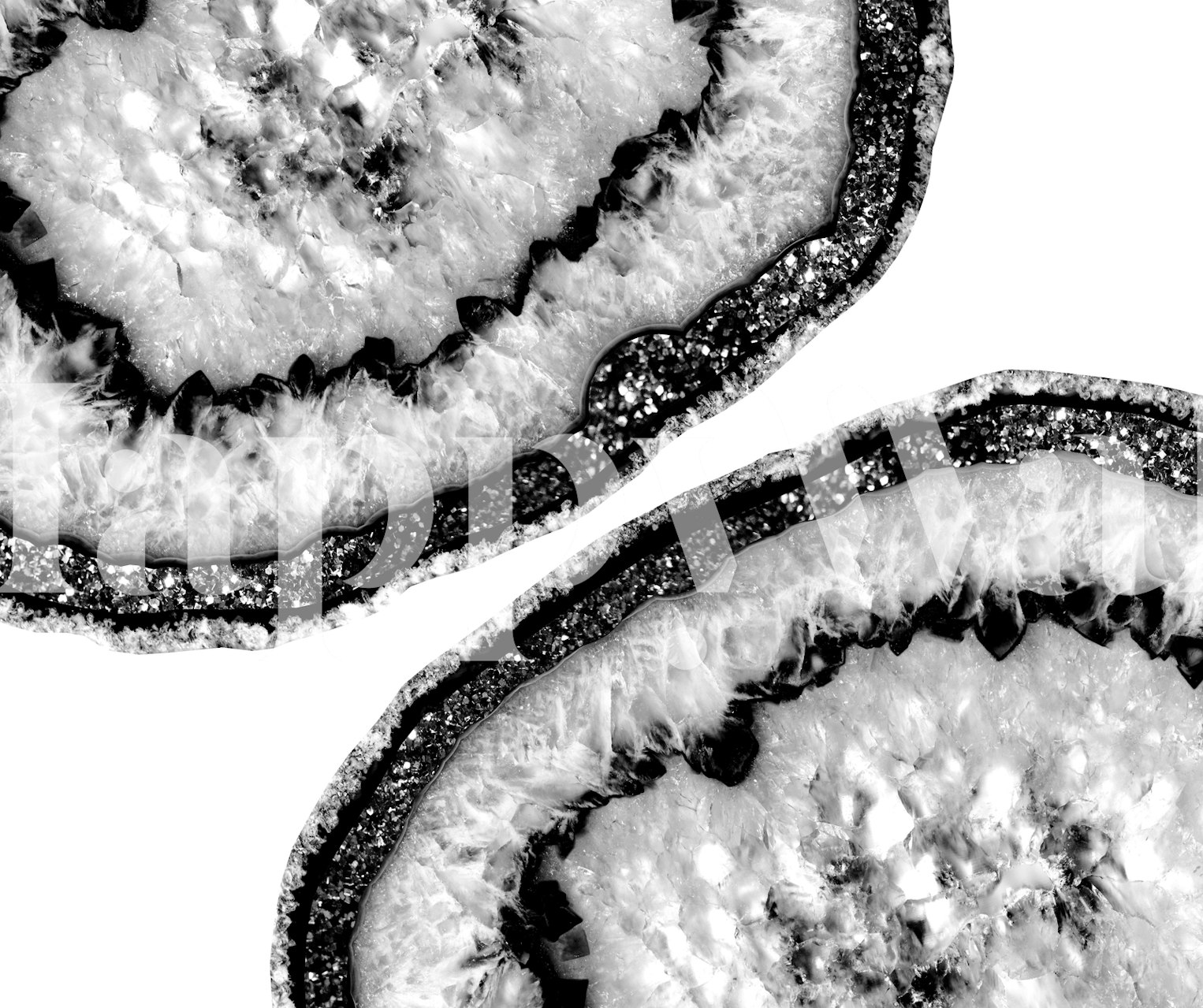 Black and white agate slices with a textured design wallpaper