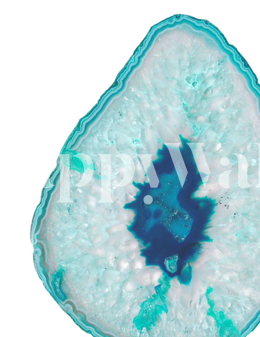 Aqua and blue geode design wallpaper with a smooth abstract style