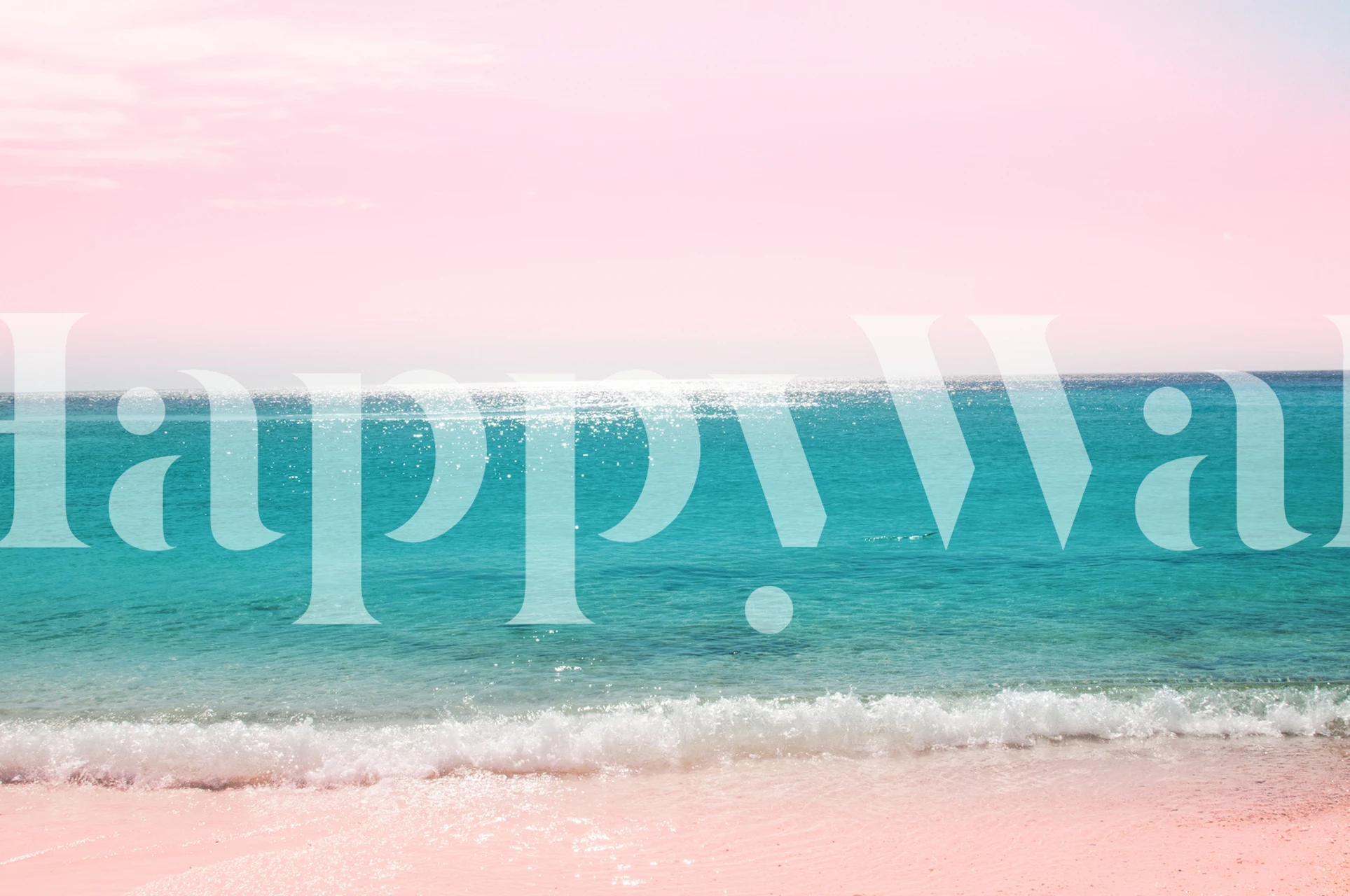 Pastel Ocean Beach wallpaper in een kamer