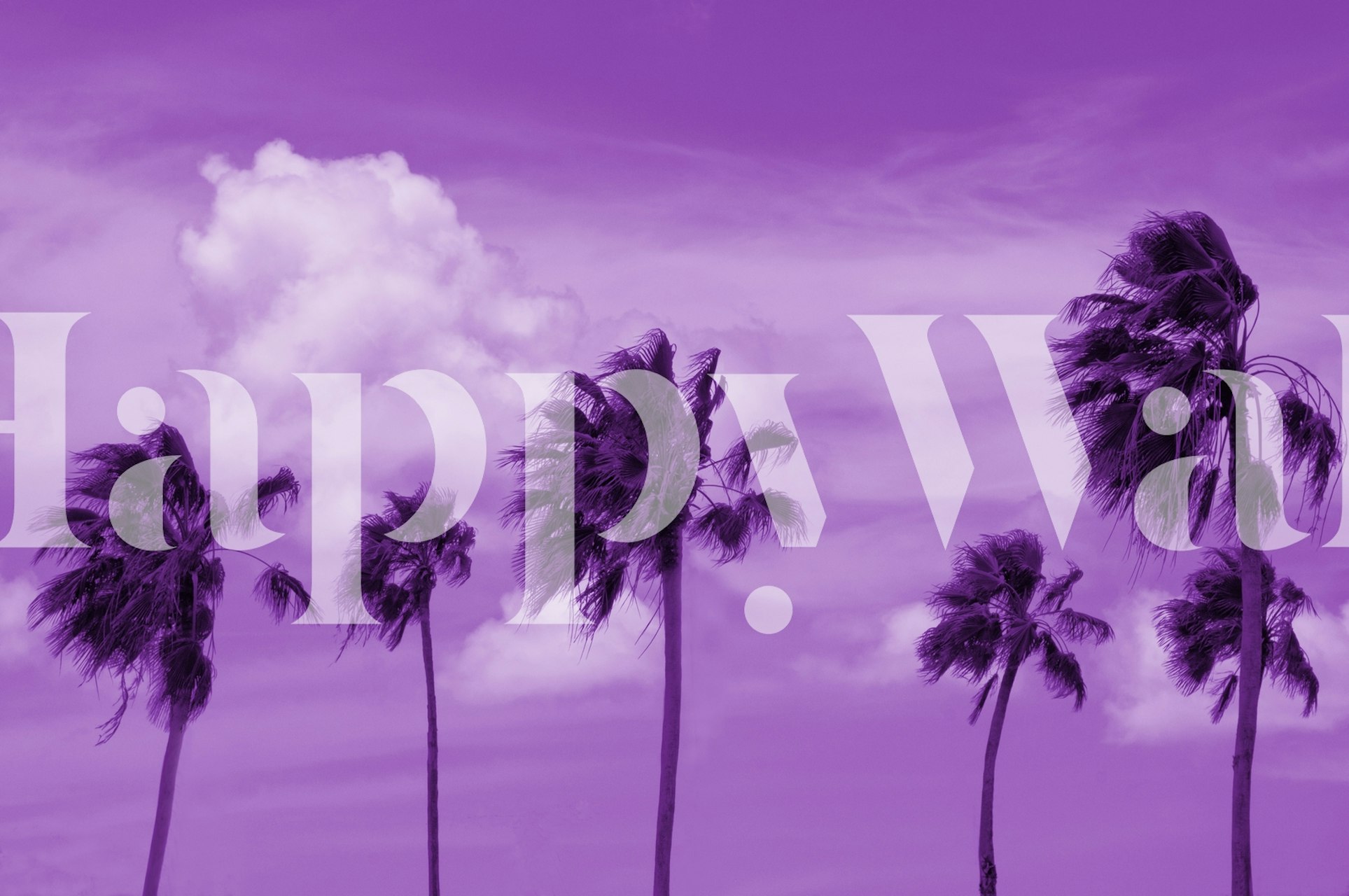 Palm Trees Oasis 3 behang in een kamer