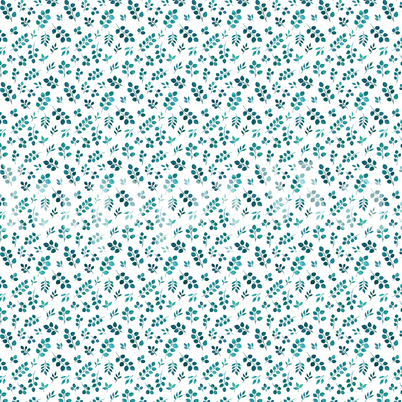 Green and white leaf pattern wall mural named Petites Feuilles - Green