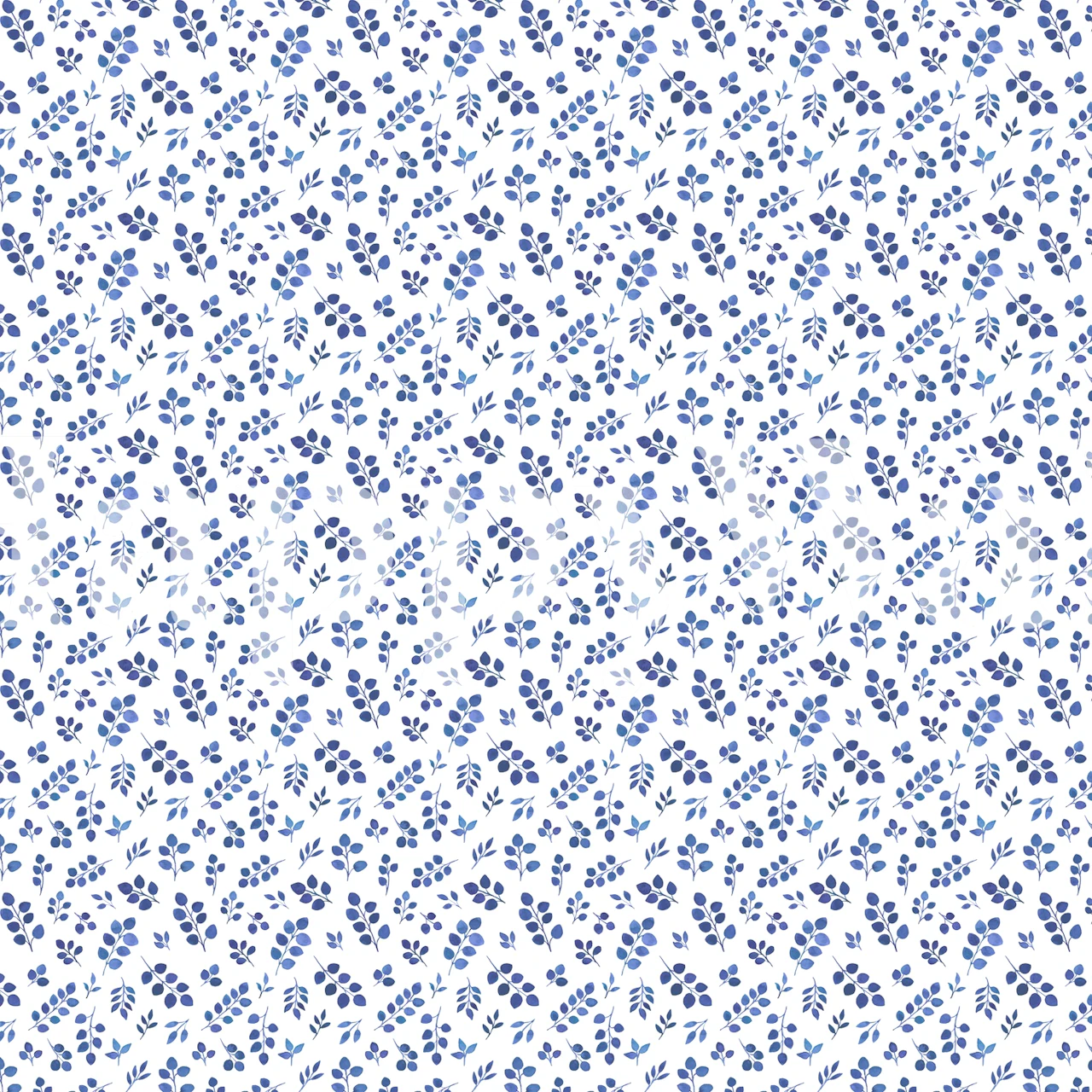 Blue floral patterns on white background wallpaper