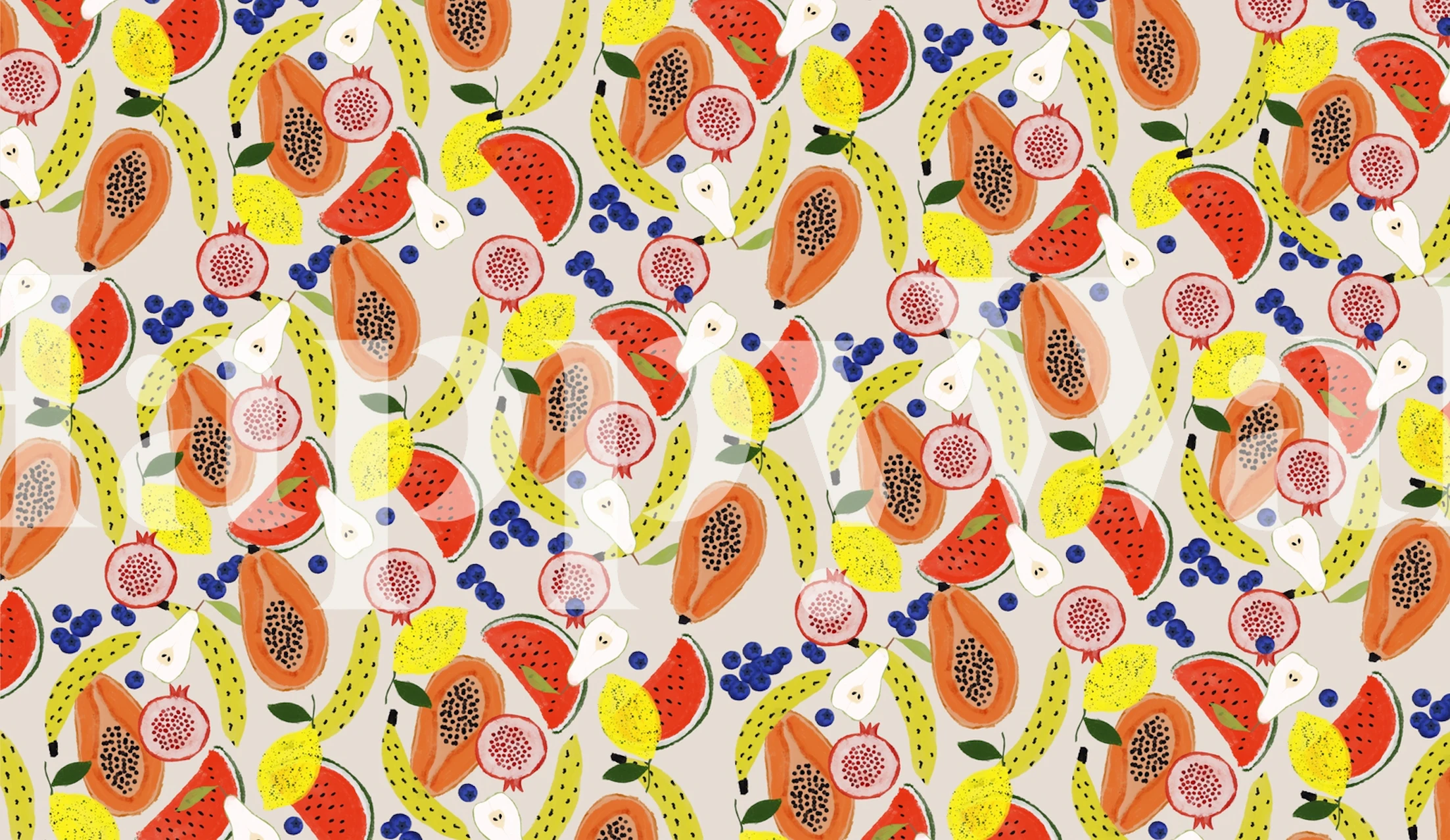 Fruits wallpaper pattern in a room