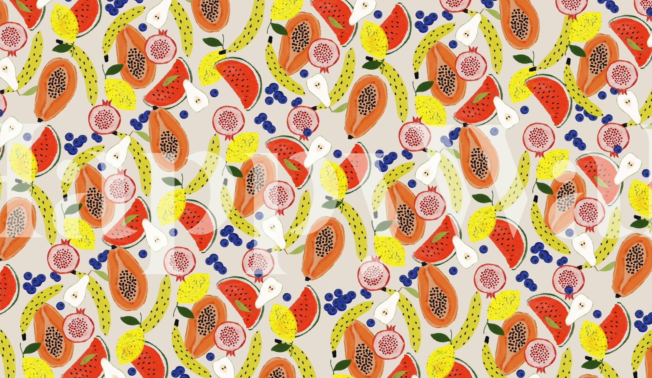 Fruits wallpaper pattern in a room