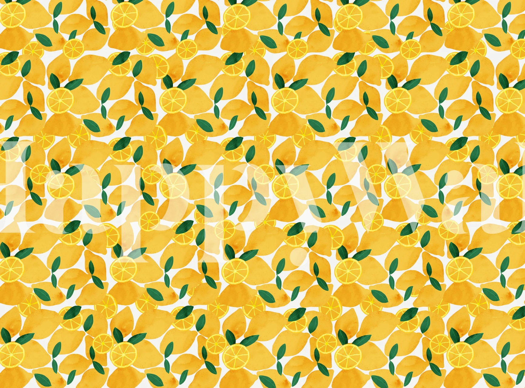 Yellow Lemons und slices Tapetdesign