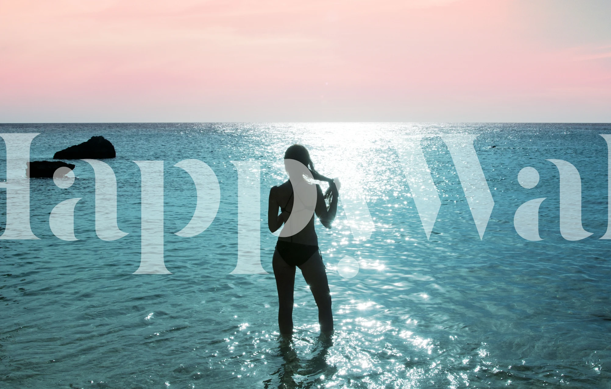 papier peint Sunset Swim dans une pièce