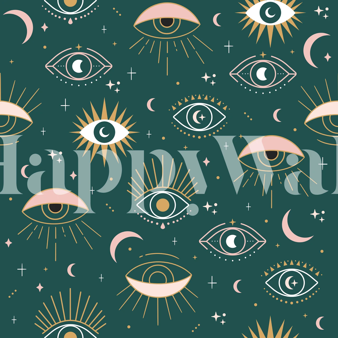 Motif de yeux artistiques colorés sur fond vert