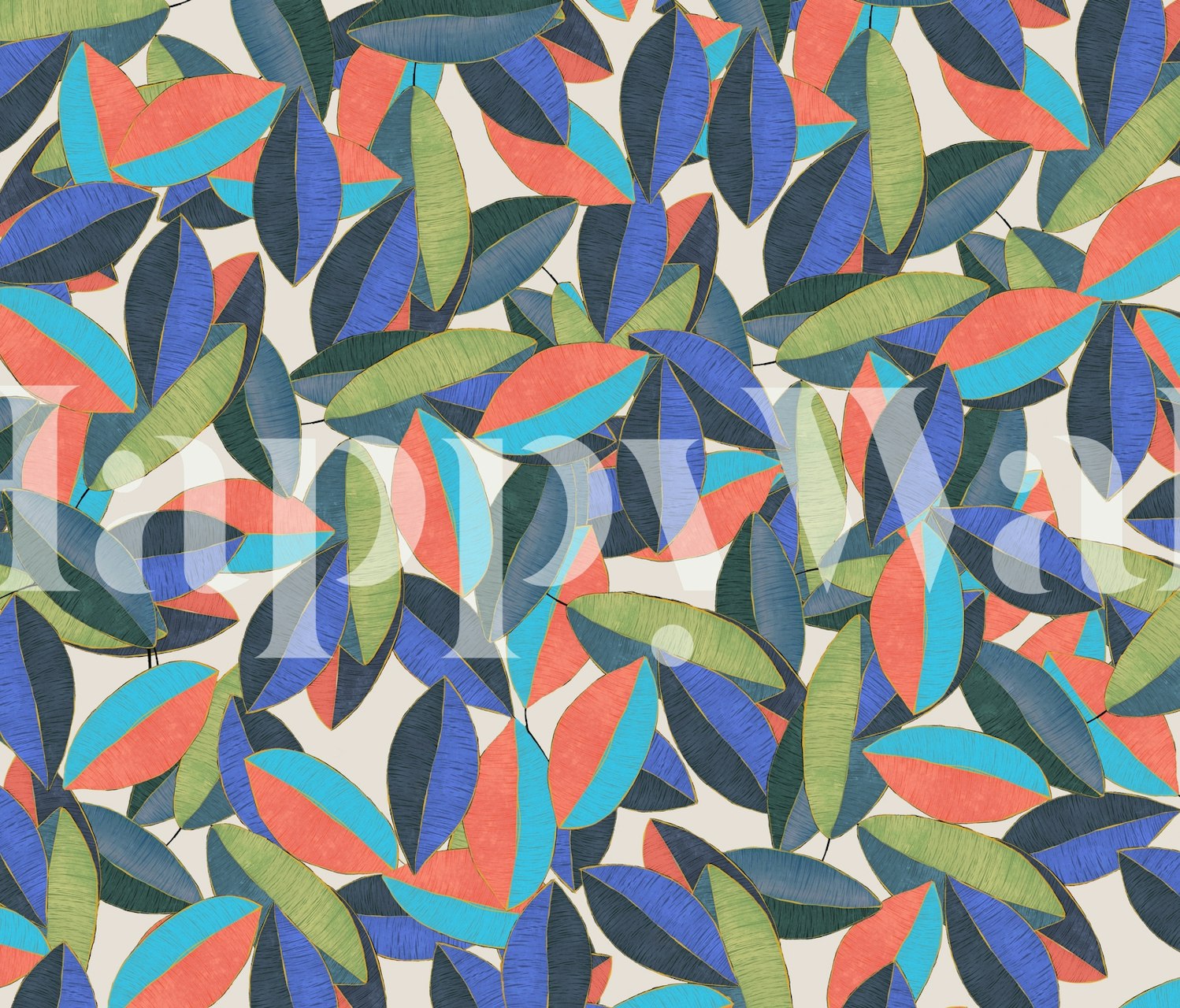 Colorful Ficus Leaves Wall Mural