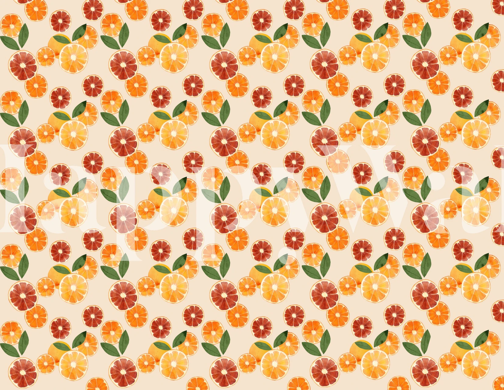 Citrus slices wallpaper in a room