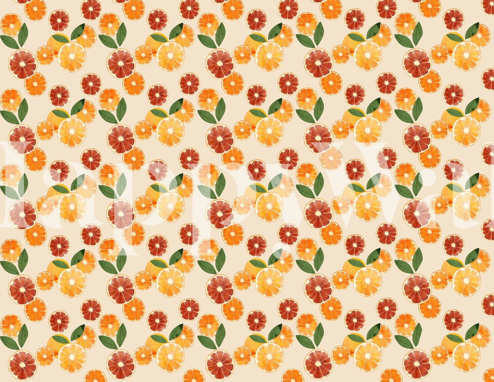 Citrus slices wallpaper in a room