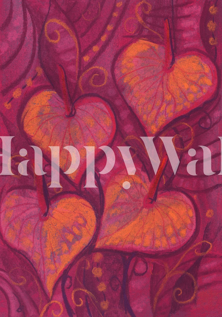 Hearty Flowers Floral Painting wallpaper in a room