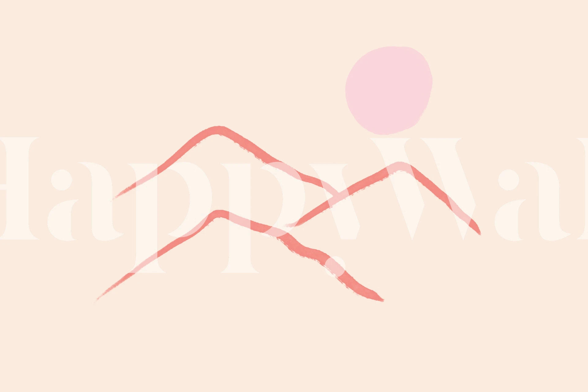 Boho Mountain Minimalist Art tapet i ett rum