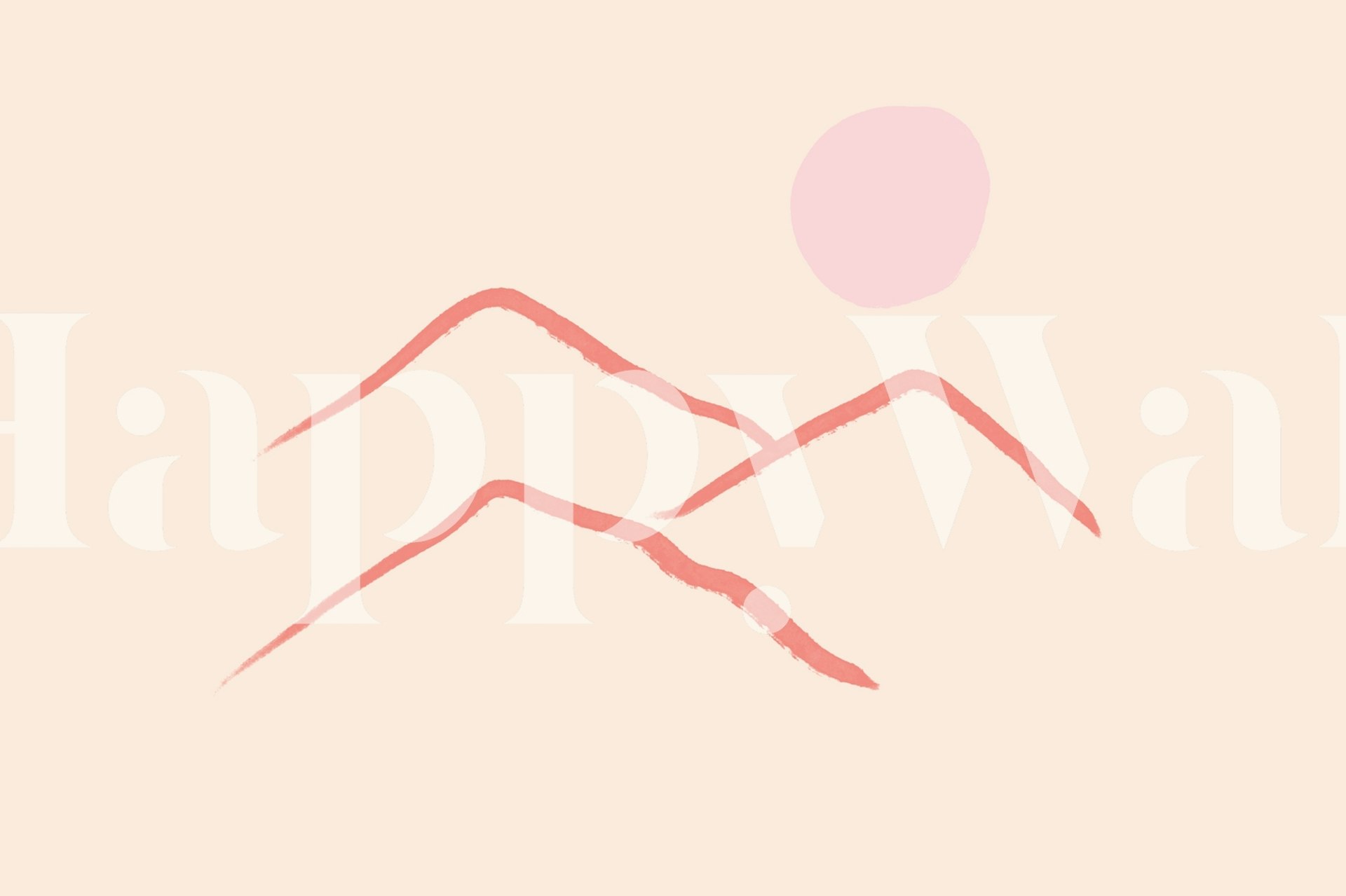 ταπετσαρία Boho Mountain Minimalist Art σε ένα δωμάτιο