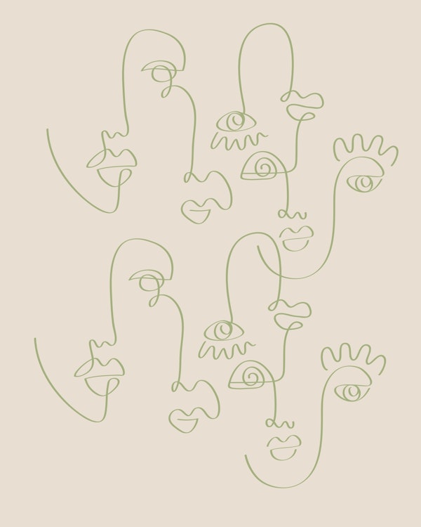 Green Abstract Face Art