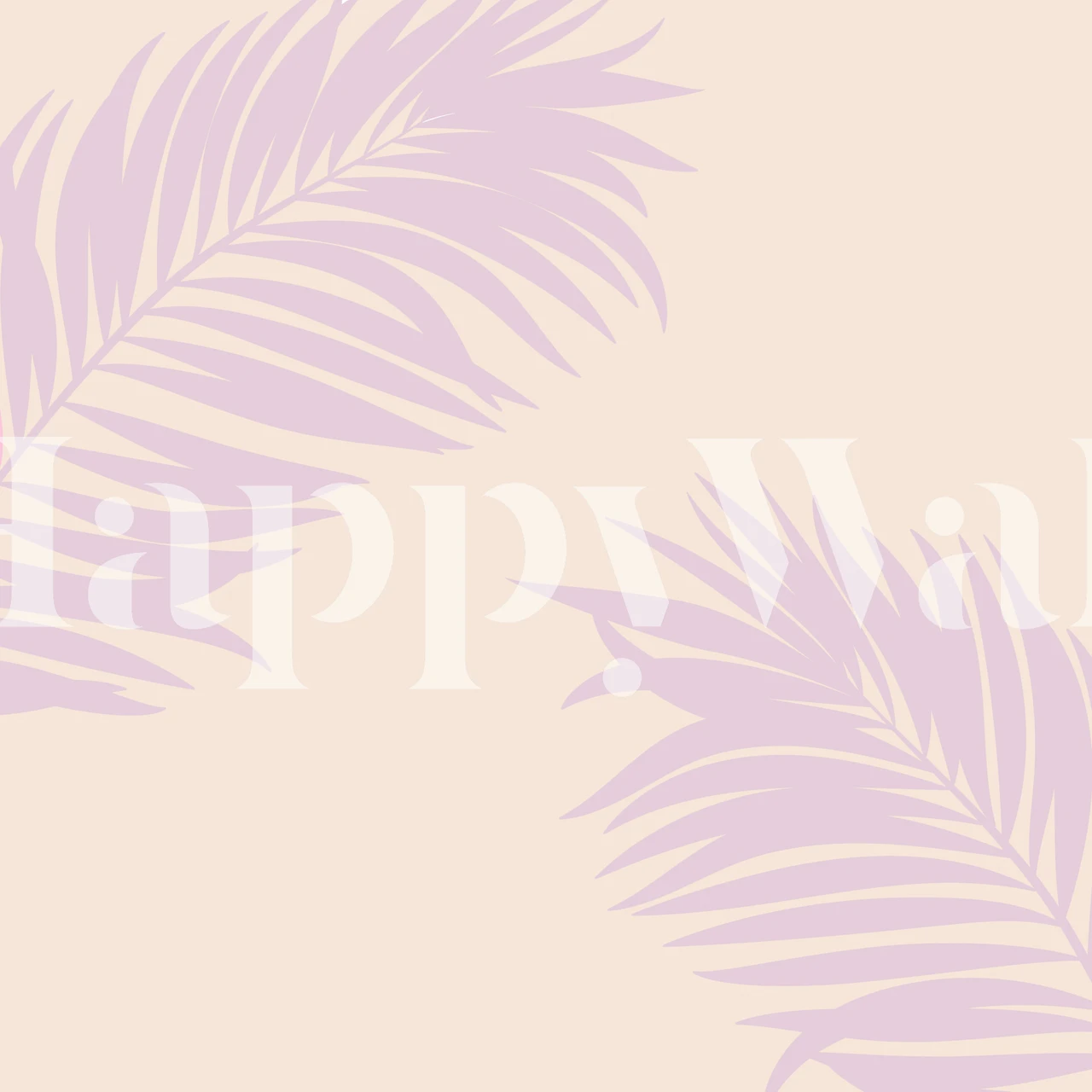 Lilac and beige palm art wallpaper in a room