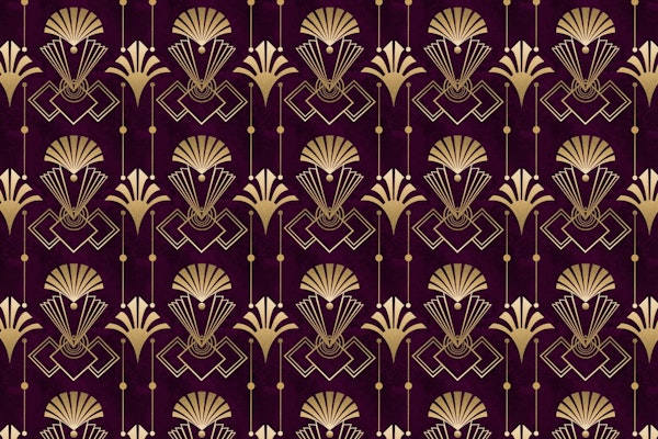 Burgundy Gold Art Deco