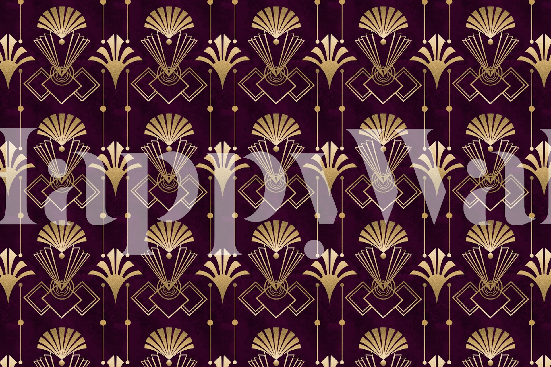 Burgundy and gold art deco design with geometric shapes wallpaper
