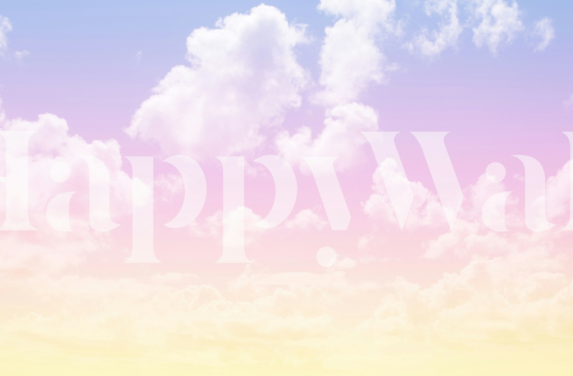 Dreamy pastel clouds in pink, blue, and yellow wallpaper