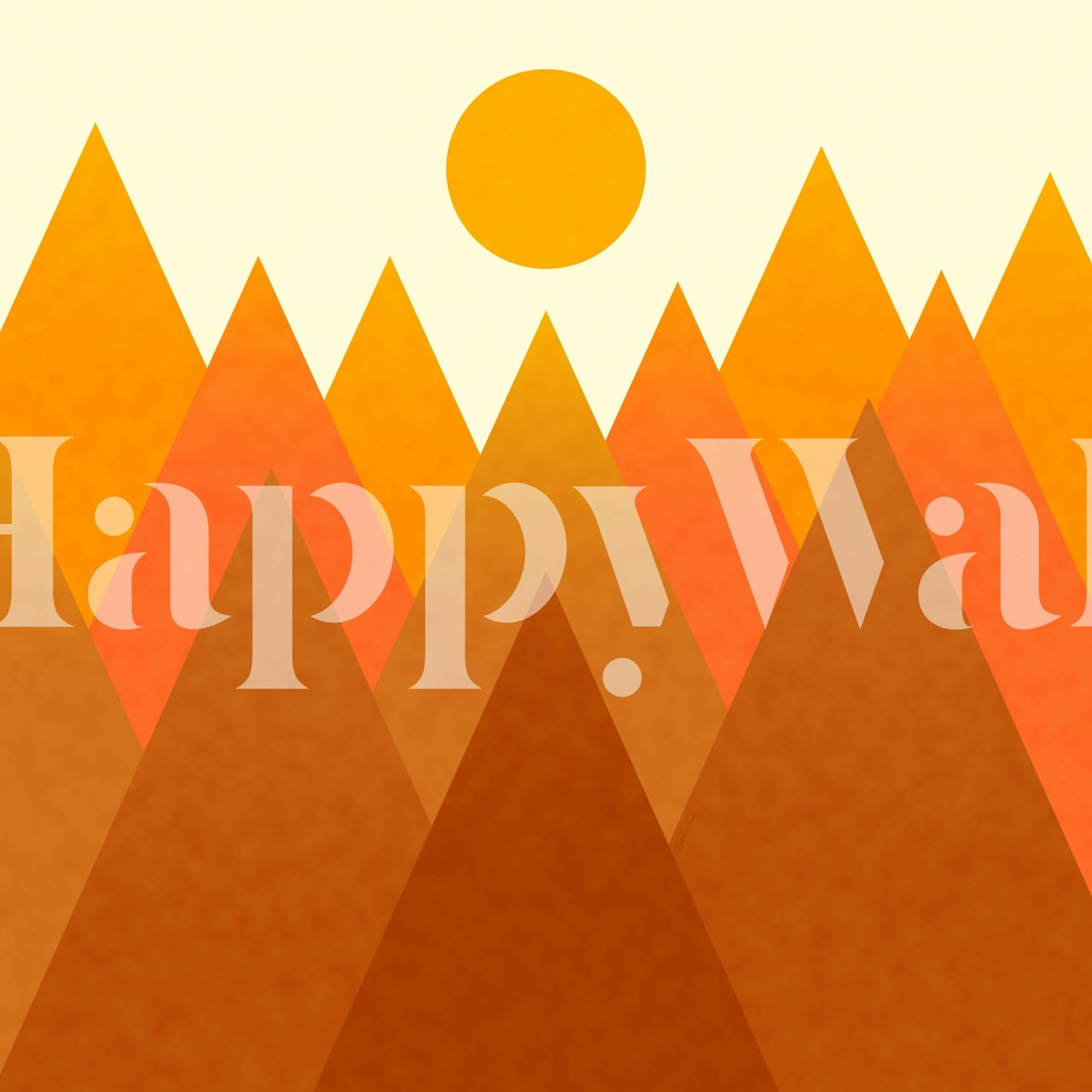 Geometric mountain shapes in orange and ochre tones wallpaper
