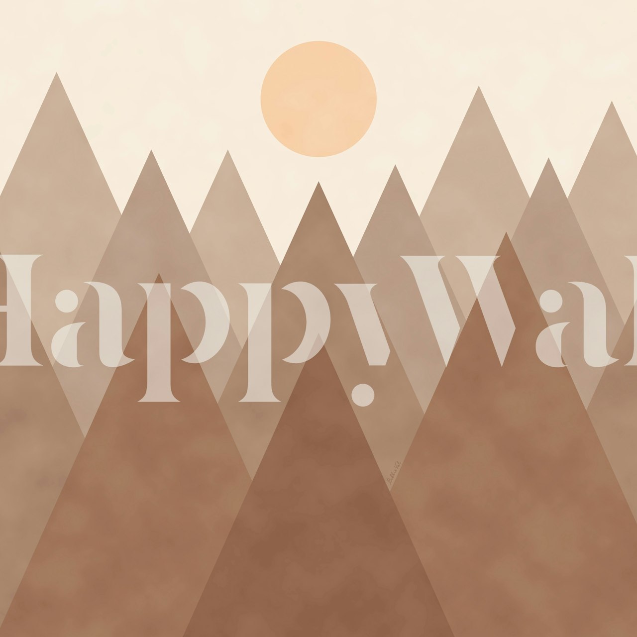 Neutral Brown Mountains wallpaper in a room