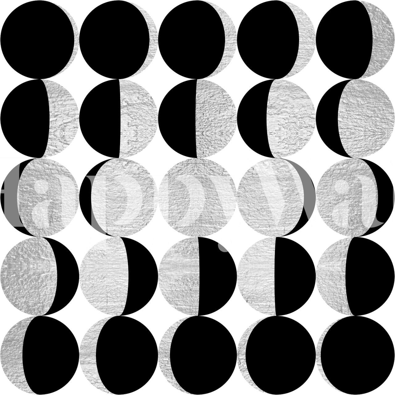 Retro Silver Moon Phases wallpaper in a room