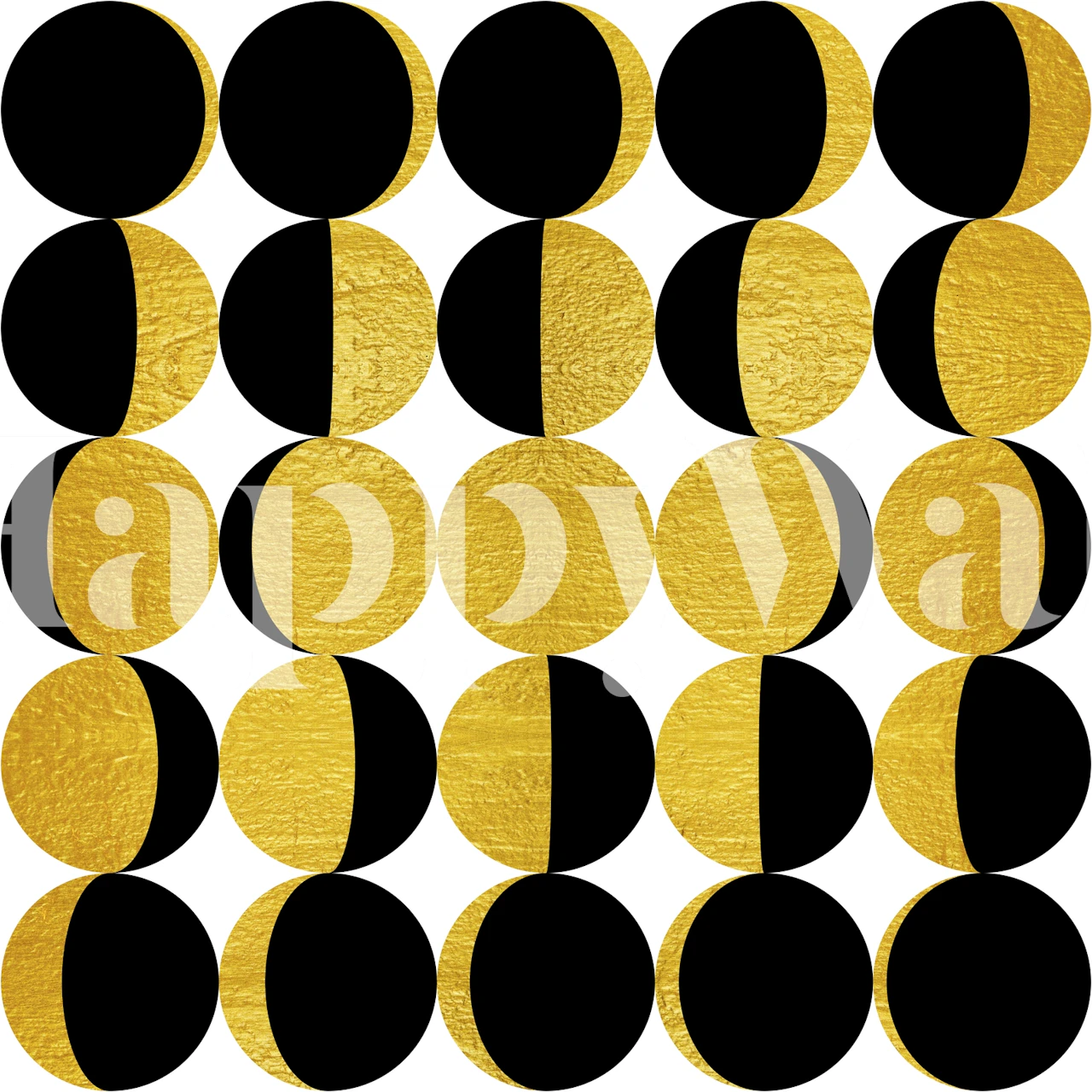 Fototapete Wohnzimmer Retro goldenes mondphasenmuster auf schwarzem Hintergrund