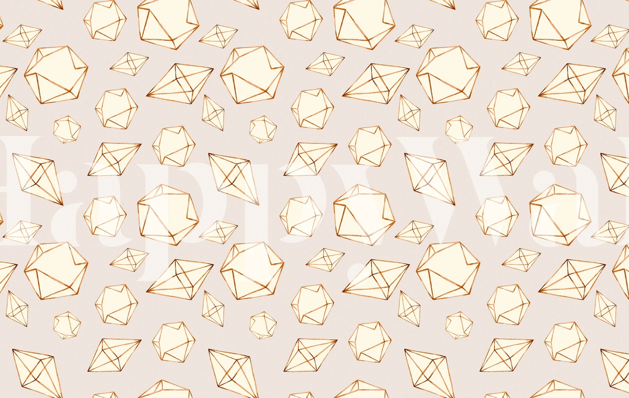 Geometric shapes in gold on a soft pink background wallpaper