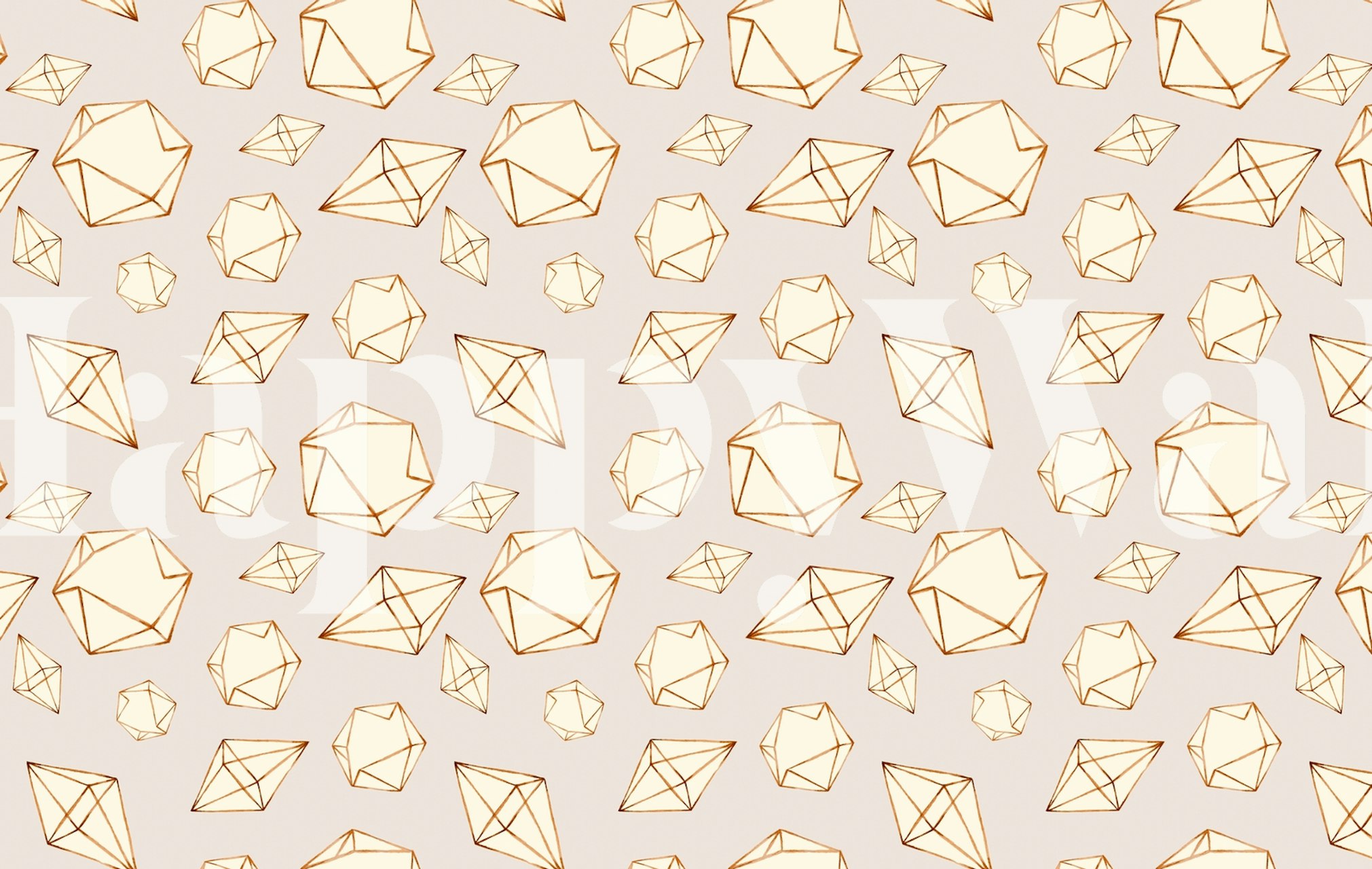 Geometric shapes in gold on a soft pink background wallpaper
