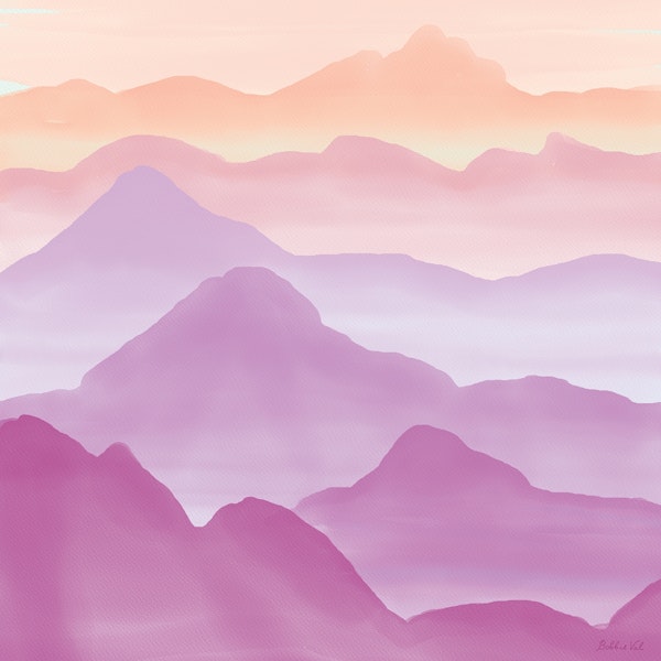 Purple Watercolor Mountains