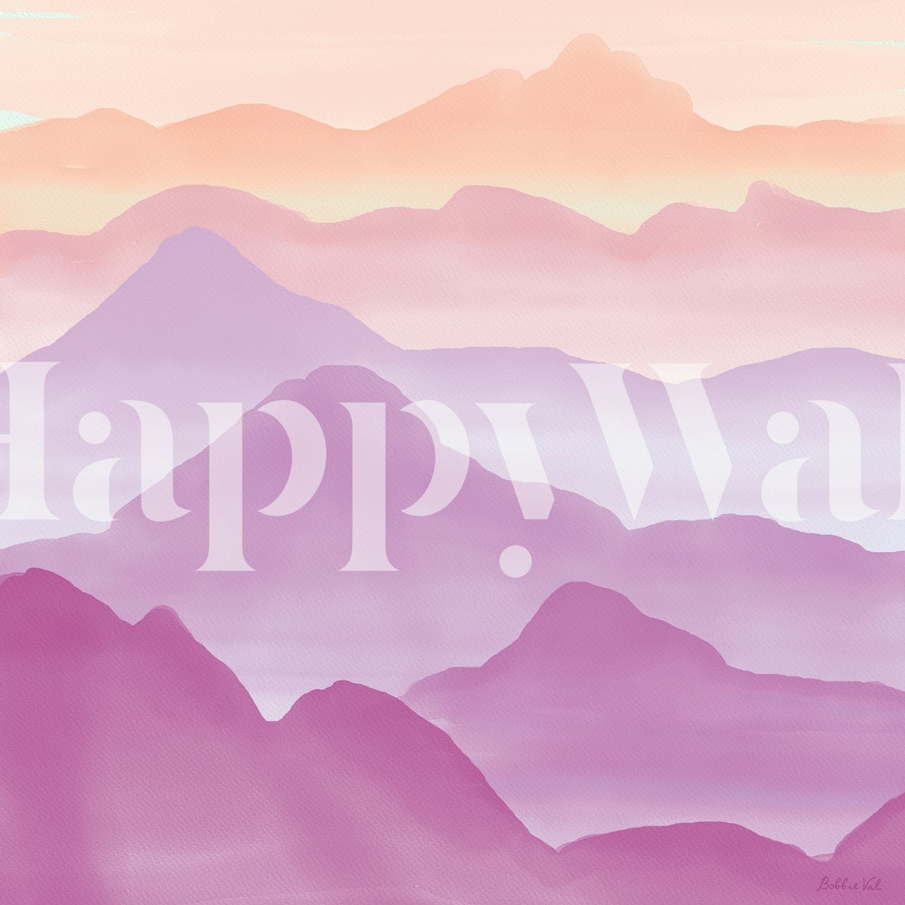 Purple watercolor mountains tapetti huoneessa