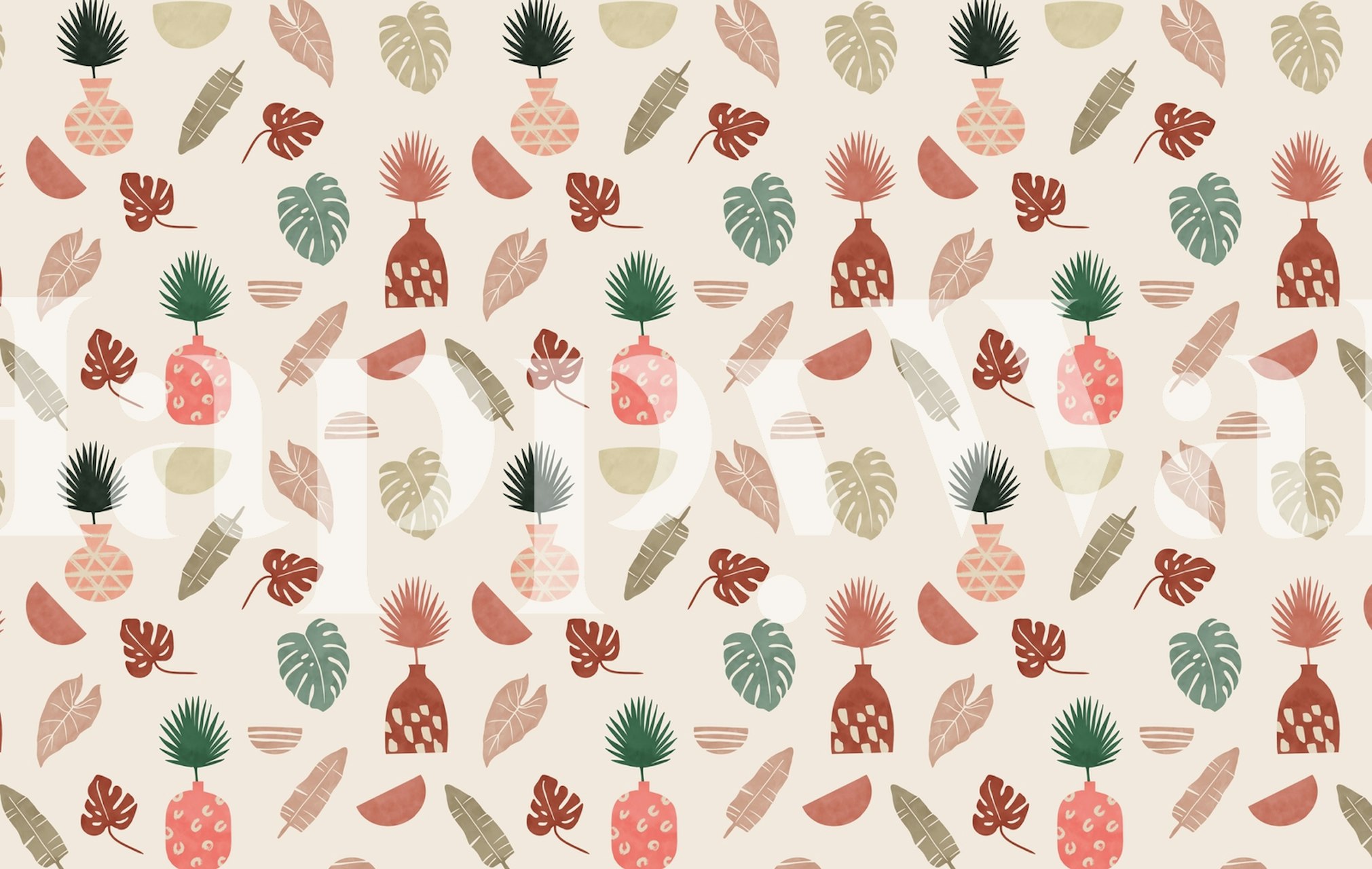 Simple nature in vases wallpaper design