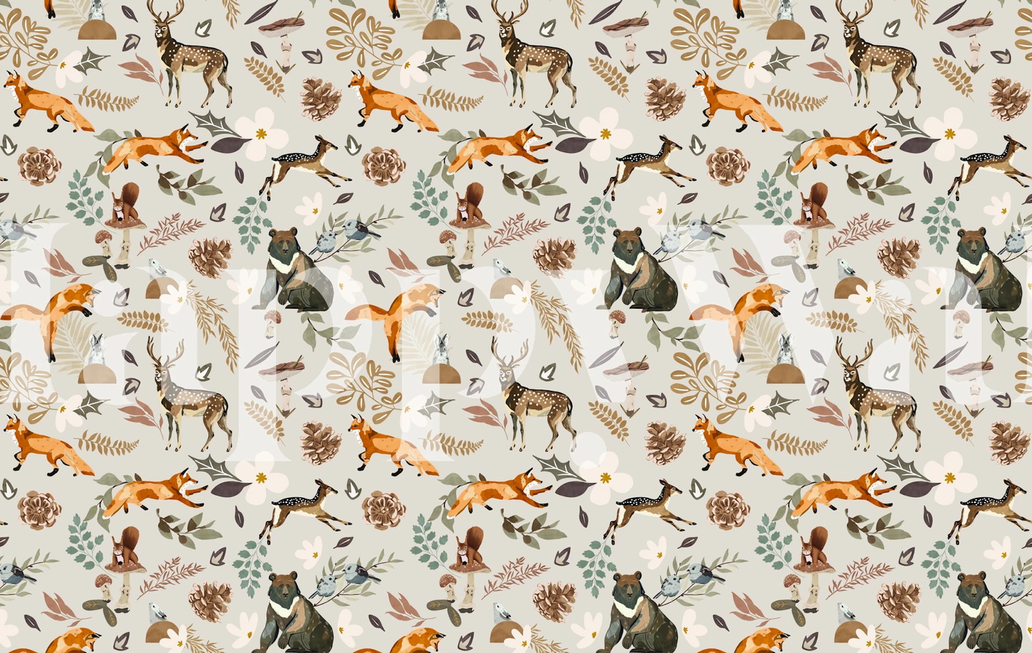 Animals in autumn nature wallpaper design