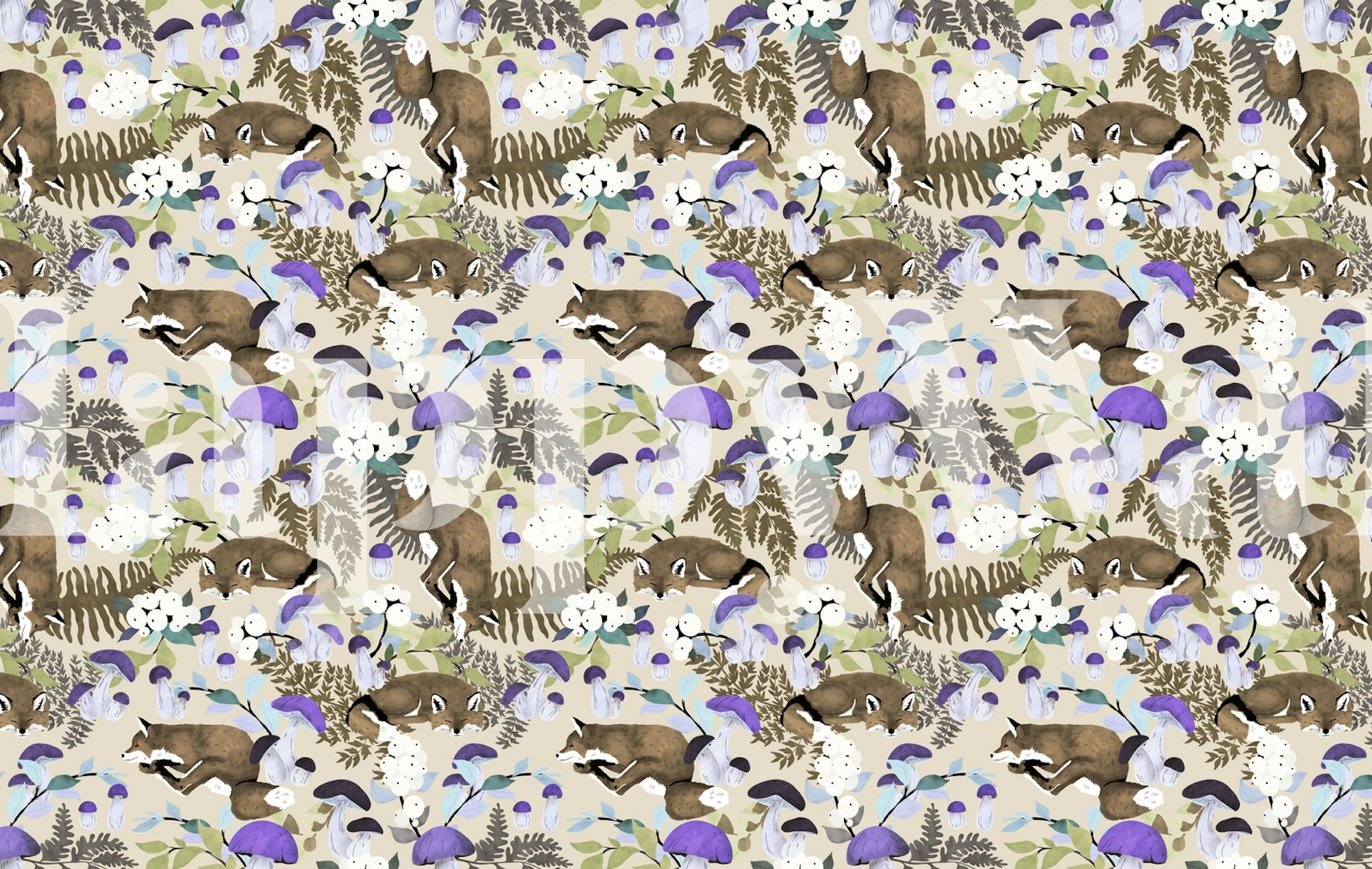 Mushroom Forest Fox Wallpaper - Buy Online at Happywall