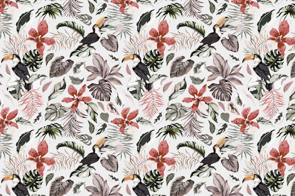 Toucans in the flowered jungle