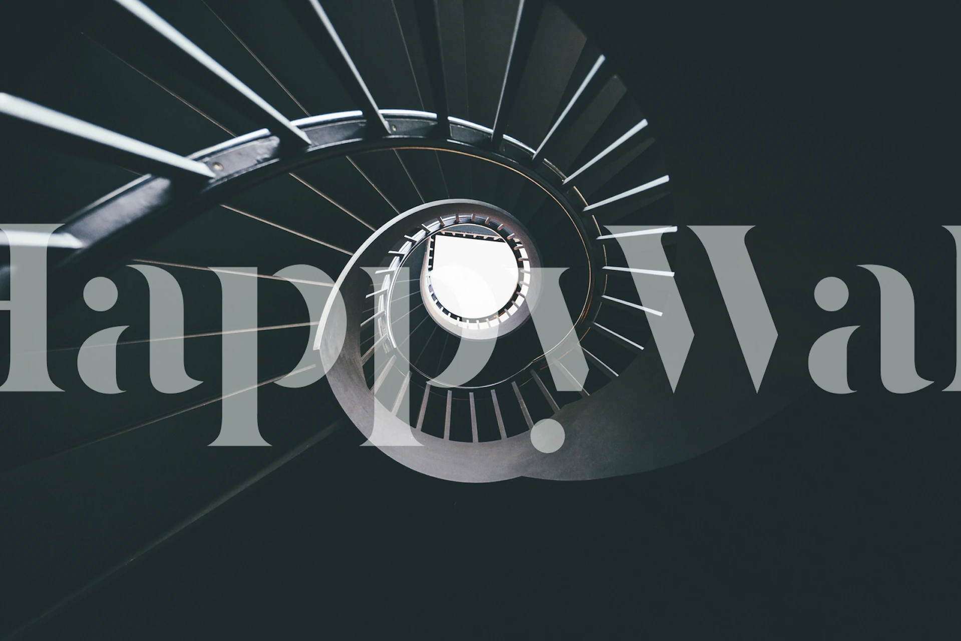 Black and white spiral staircase wallpaper, modern abstract style