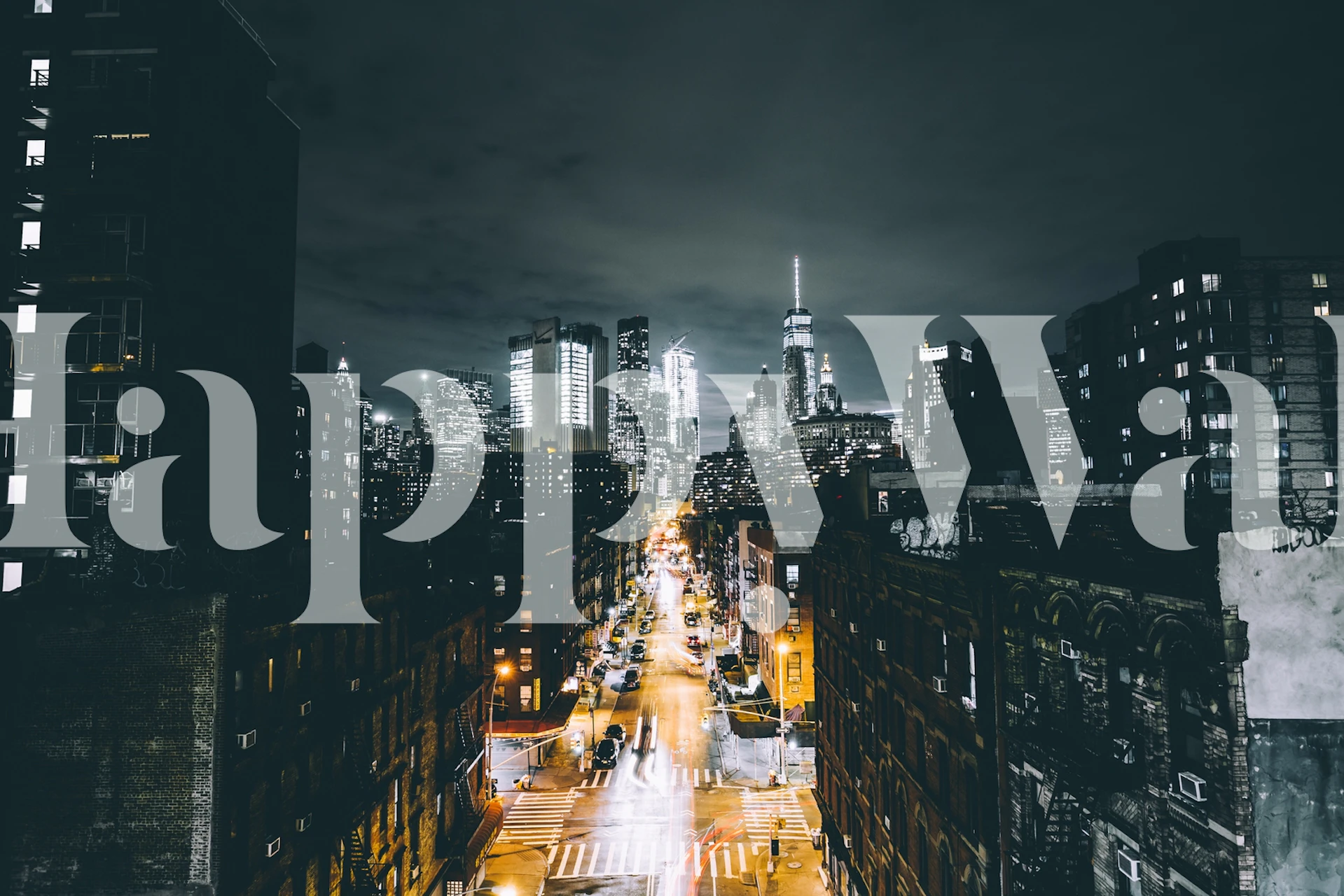 Gotham Nights papel de parede urbano em um quarto