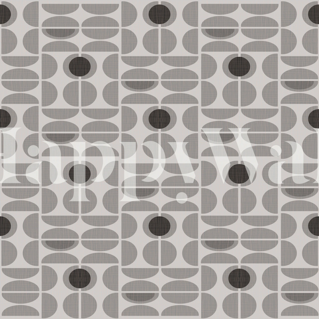 Geometric pattern with gray and black circles and ovals wallpaper