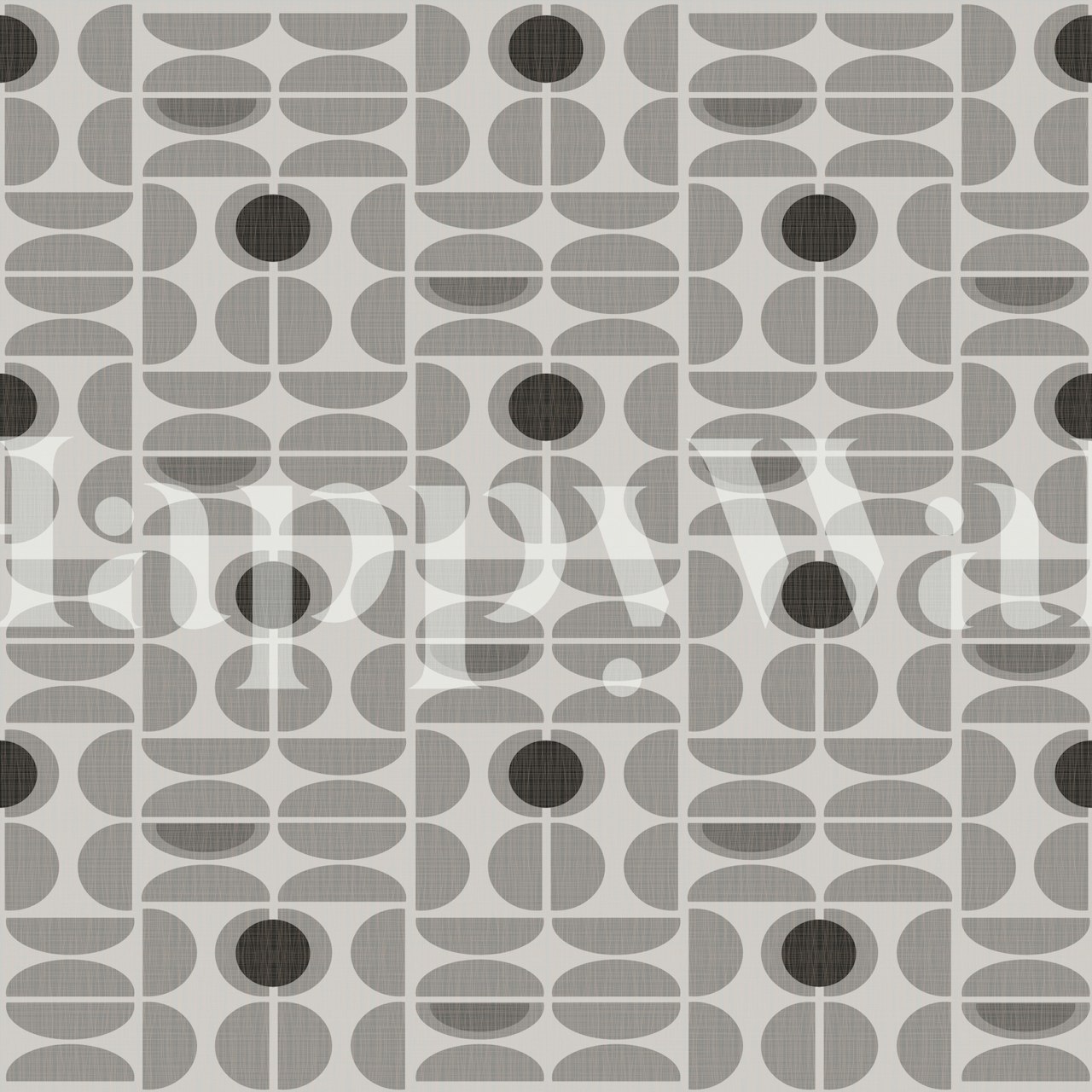 Geometric pattern with gray and black circles and ovals wallpaper