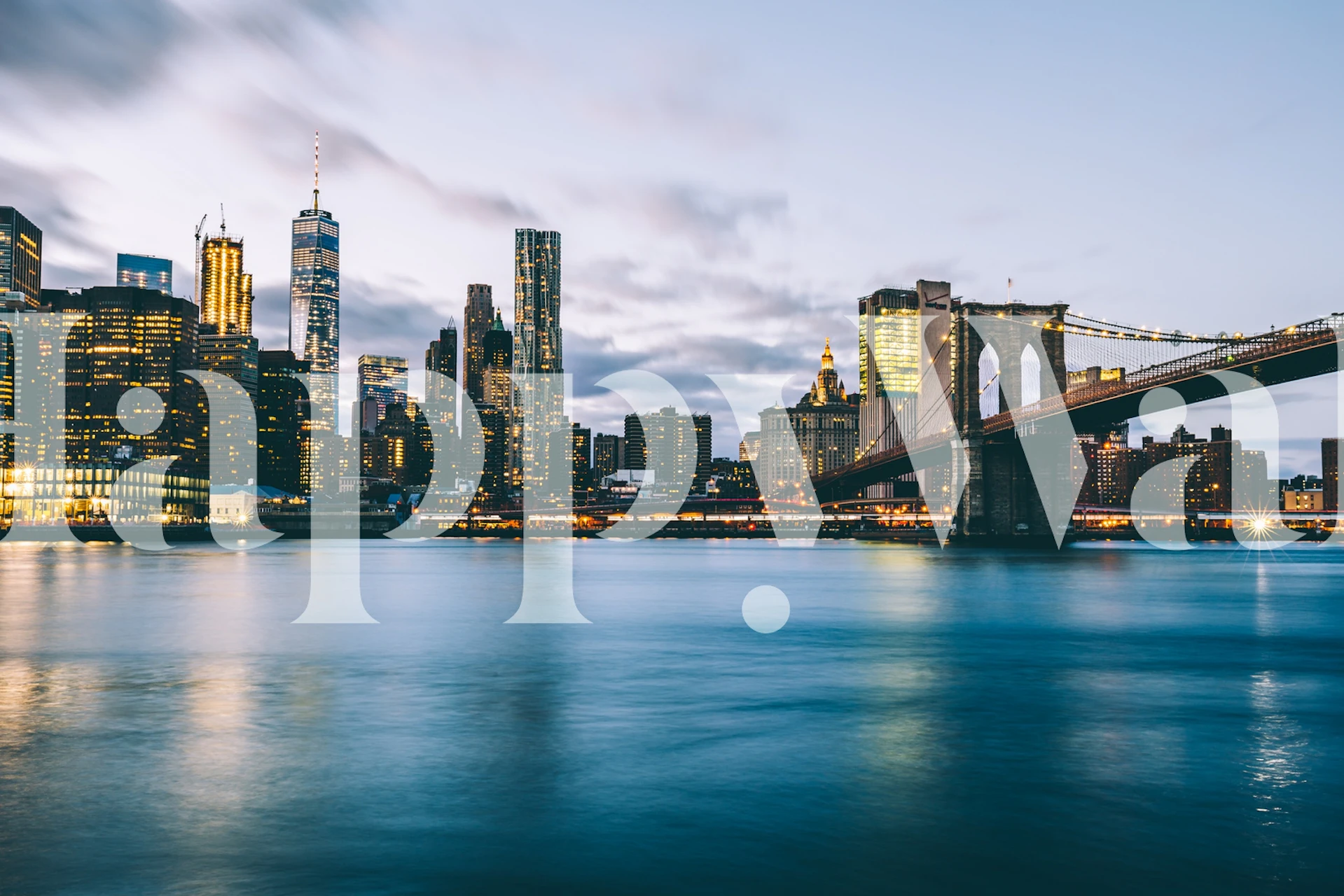 City skyline at night with blue and grey tones wallpaper