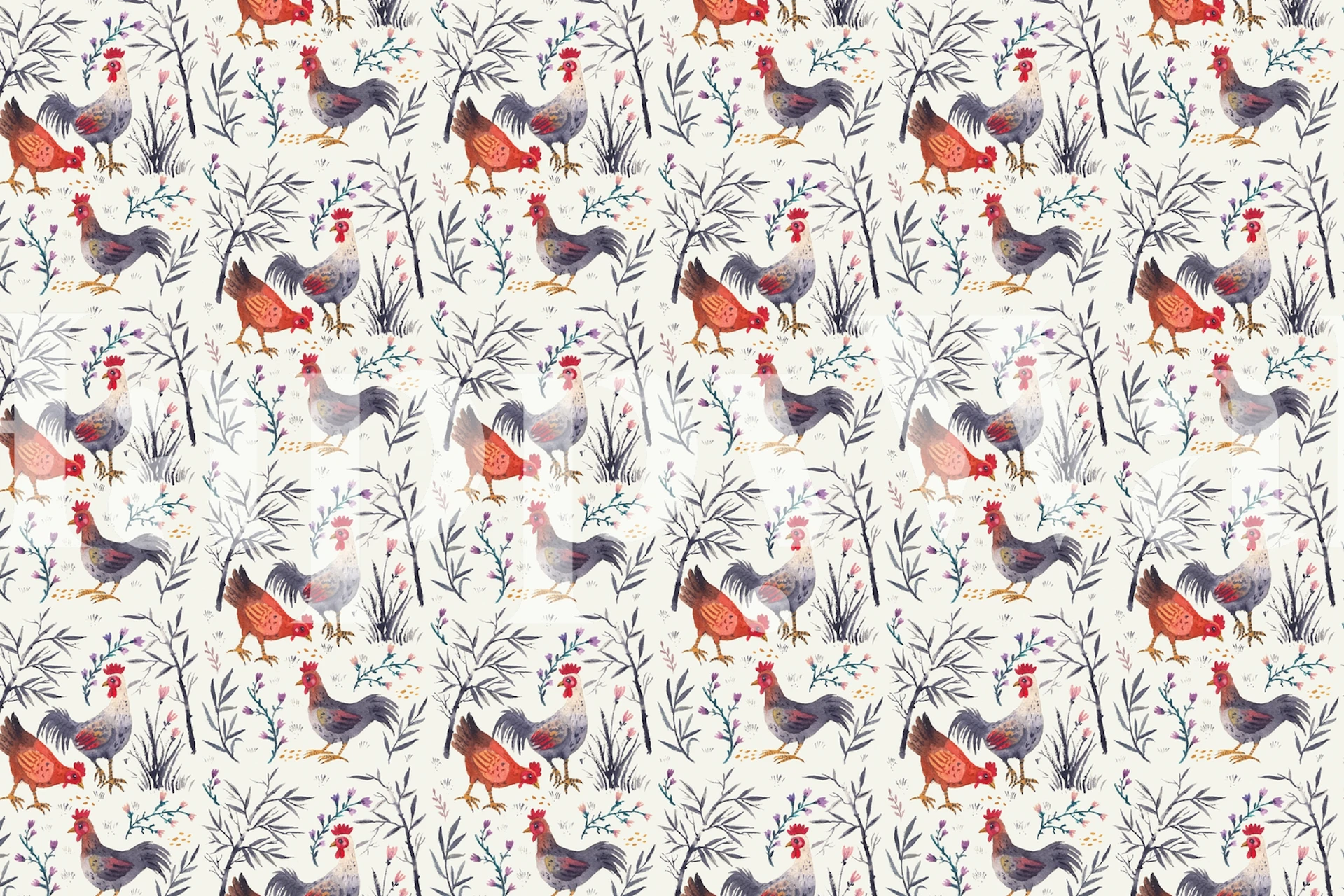 Chickens with Bamboo tapeta u sobi