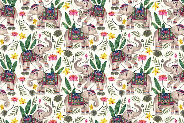 Elephants with Banana leaves