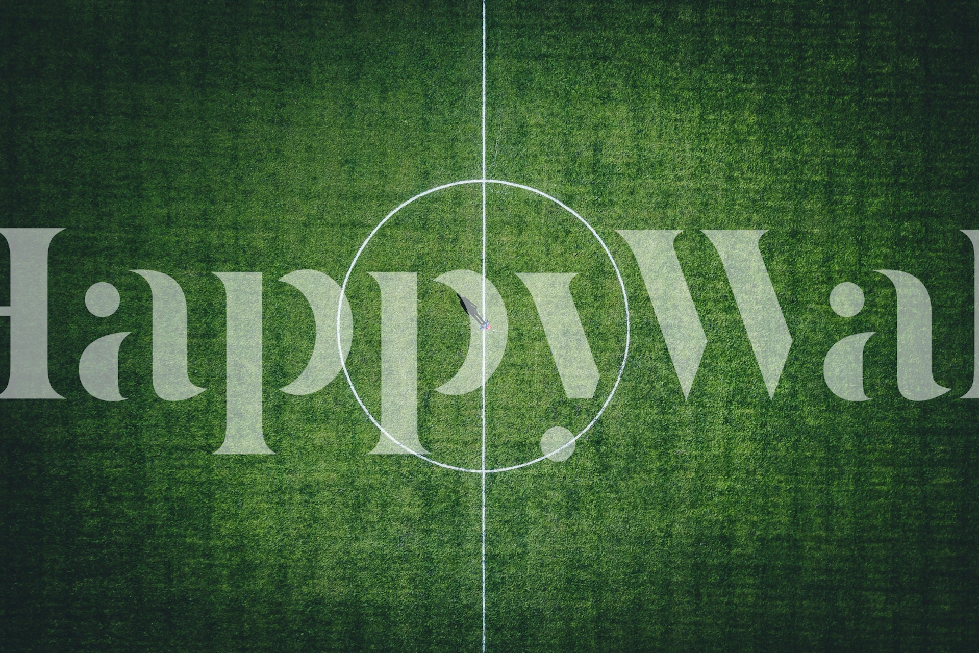 Fotomural círculo central del campo de fútbol y línea media sobre fondo verde texturizado