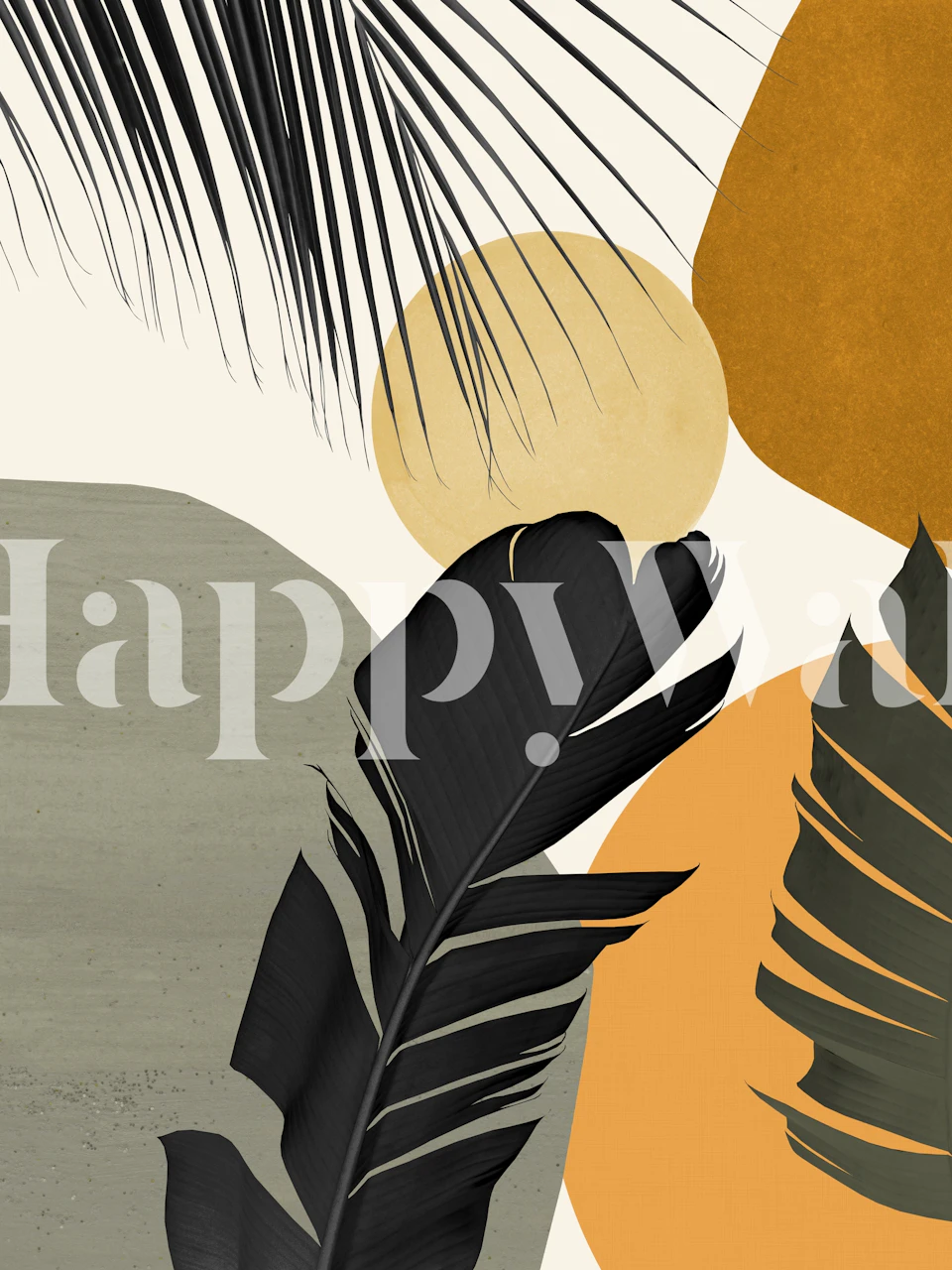 Abstract Banana Palm Leaf tapet i ett rum