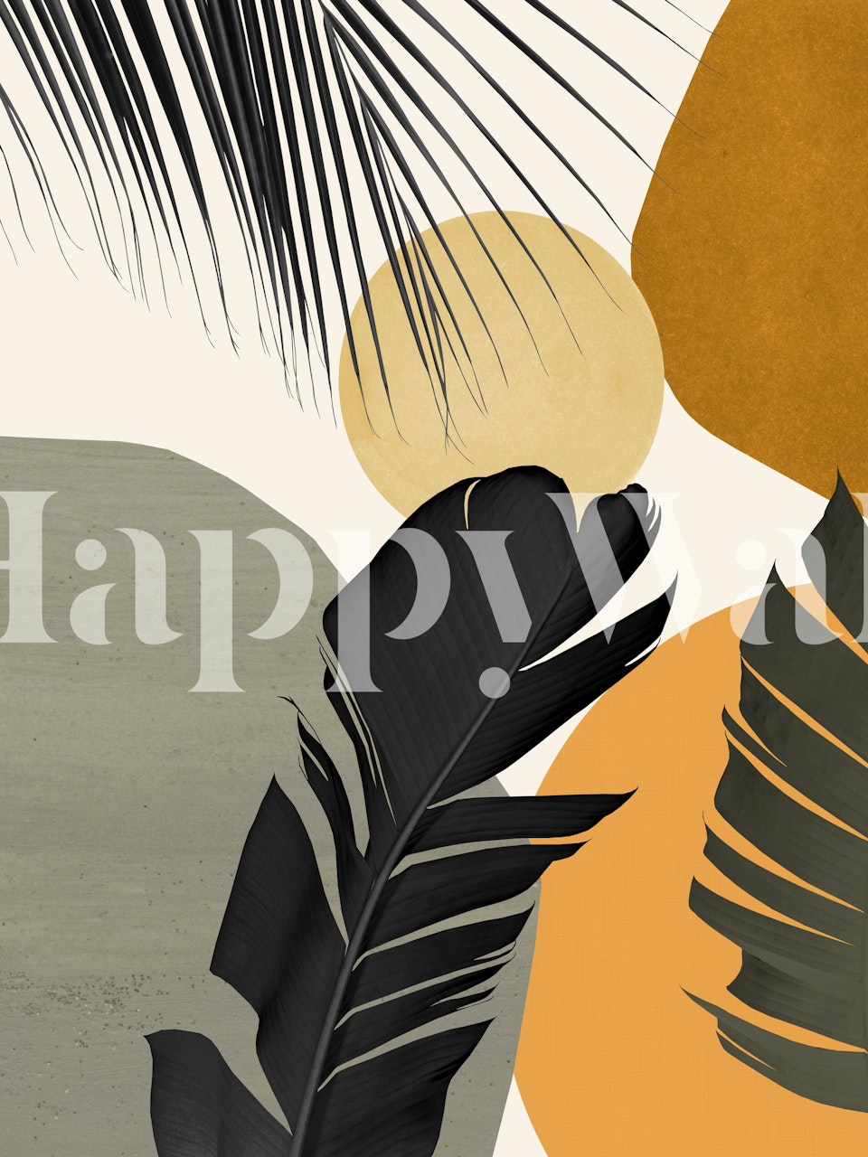 tropical palm leaf design with earthy tones abstract wallpaper