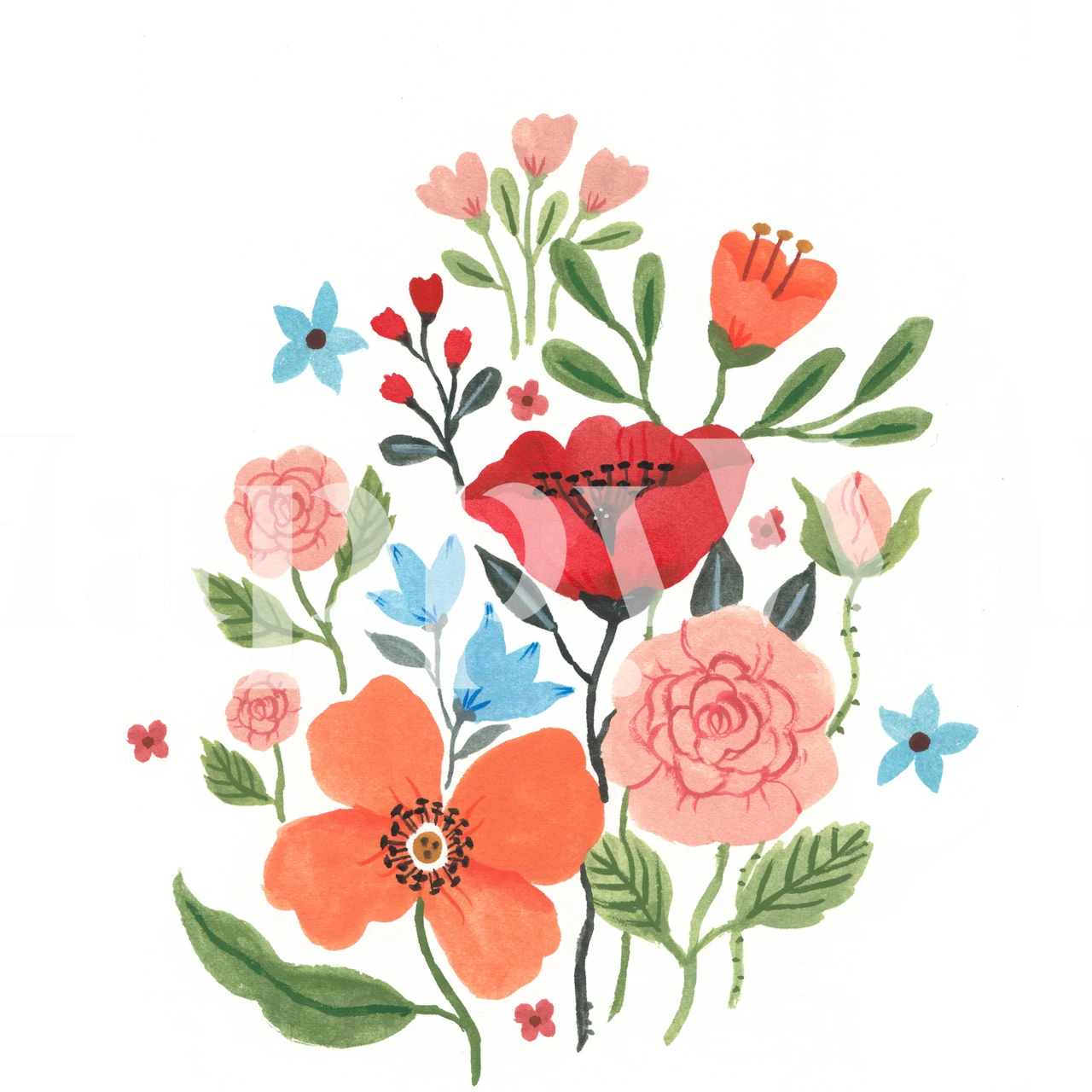 Papier peint floral lumineux dans une pièce