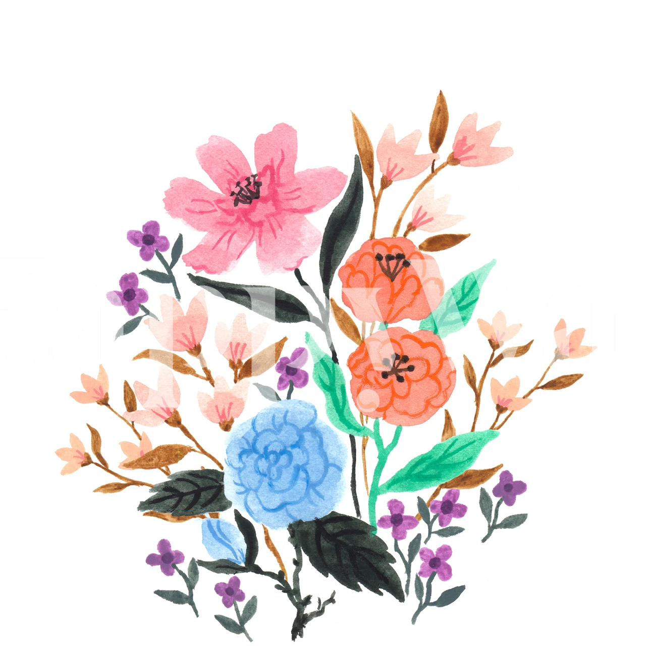 Papel de parede floral Pastel Bloom em um quarto