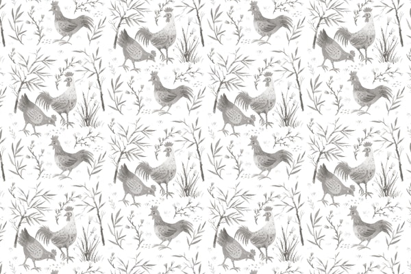 Grey Chickens with Bamboo