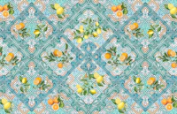 Amalfi azure tiles, lemons and oranges tapeta