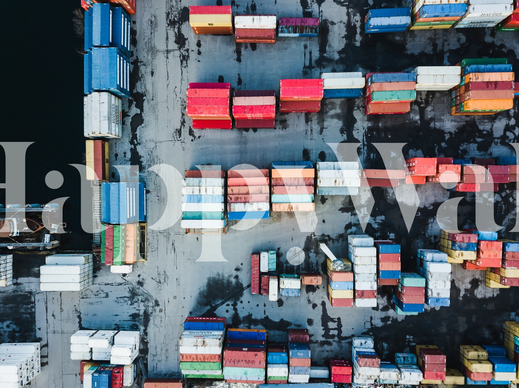 Colorful aerial wallpaper in a room