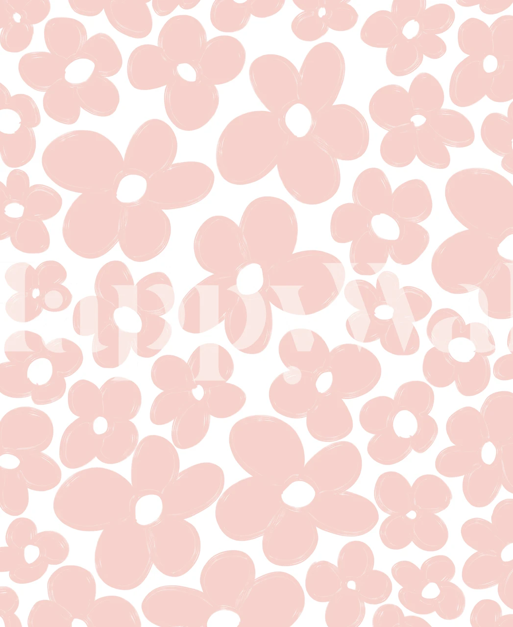 Pink floral retro design wallpaper with large blooms